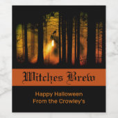 Haunted Forest Halloween Wijn Etiket (Enkel label)