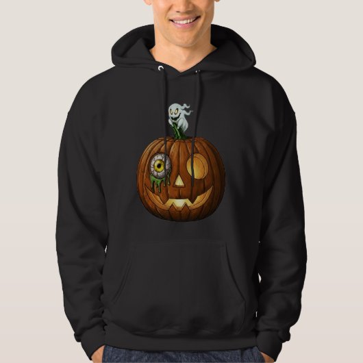 Haunted Ghost & Dripping Eyeball Jack-O-Lantern Hoodie (Voorkant)