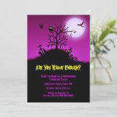 Haunted Grave Yard Halloween Party Kaart (Staand voorkant)