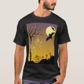 Haunted Graveyard Halloween Scene, Halloween T-shirt (Voorkant)