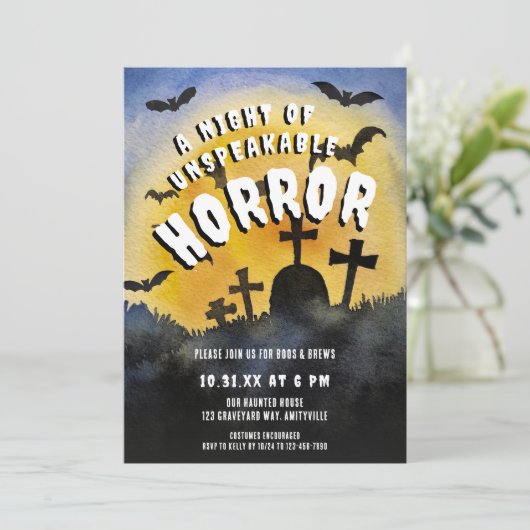 Haunted Graveyard Horror Halloween Invitation de l (Debout devant)