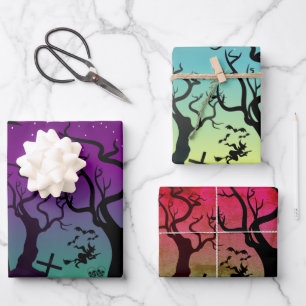 Haunted graveyard met grafstenen Halloween Inpakpapier Vel