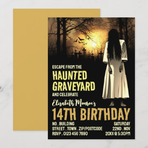 Haunted Graveyard Theme Escape Room Birthday Party Kaart