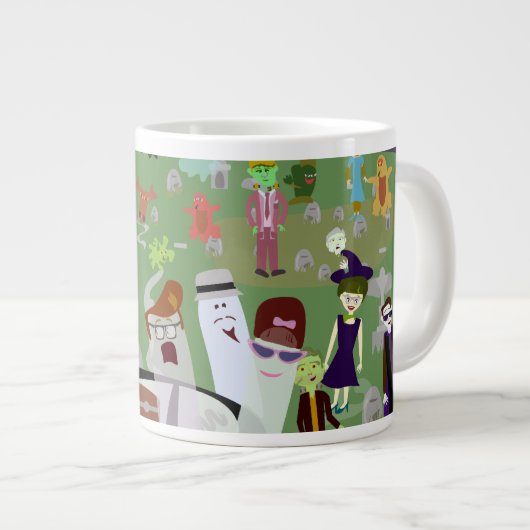 Haunted Halloween Graveyard Party Extra Grote Beker (Voorkant rechts)