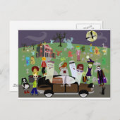 Haunted Halloween Graveyard Party Uitnodiging Briefkaart (Voorkant / Achterkant)