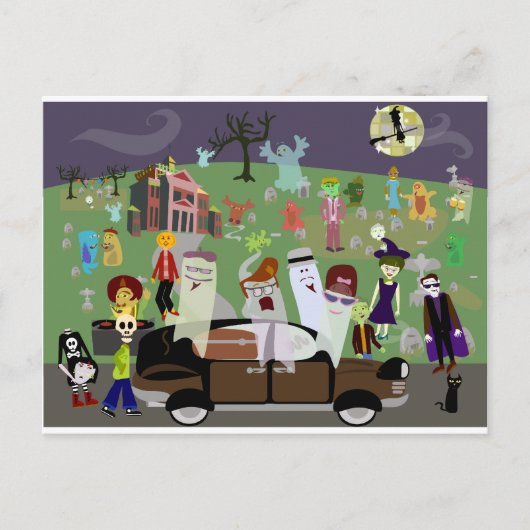 Haunted Halloween Graveyard Party Uitnodiging Briefkaart (Voorkant)