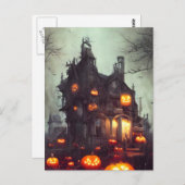 Haunted Halloween House AI Generated Art Briefkaar Briefkaart (Voorkant / Achterkant)