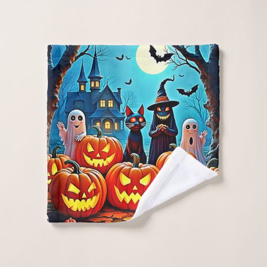 Haunted Halloween Night Design Bad Handdoek (Wasdoekje)