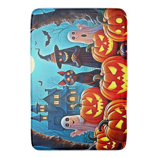 Haunted Halloween Night Design Badmat (Voorkant Verticaal)
