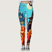 Haunted Halloween Night Design Leggings (Voorkant)