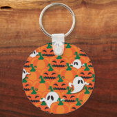 Haunted Halloween Pumpkin Patch Ghosts Sleutelhanger (Voorkant)