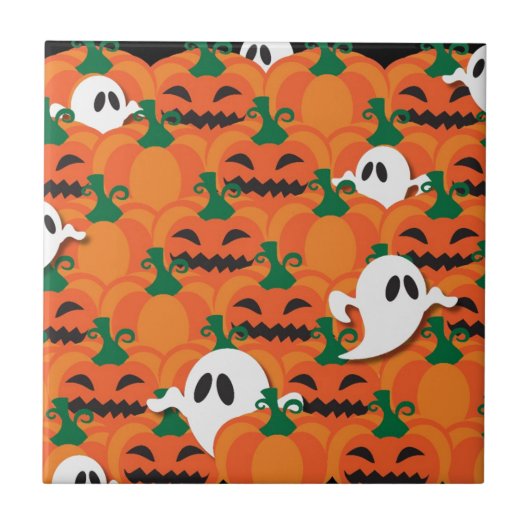 Haunted Halloween Pumpkin Patch Ghosts Tegeltje (Voorkant)