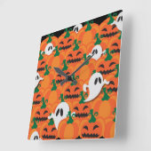 Haunted Halloween Pumpkin Patch Ghosts Vierkante Klok (Hoek)