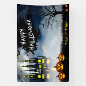 Haunted Halloween Scene Spandoek (Verticaal)