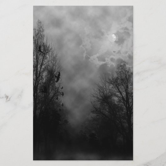 Haunted Halloween Sky met Ravens Briefpapier (Voorkant)