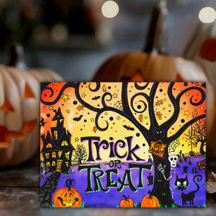 Haunted Halloween Trick or treat Briefkaart