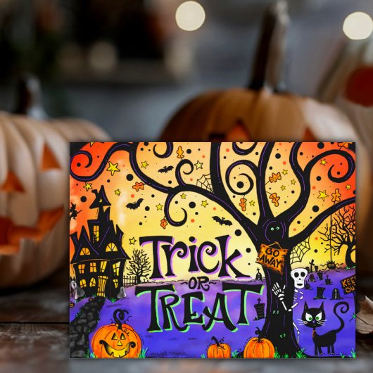 Haunted Halloween Trick or treat Briefkaart