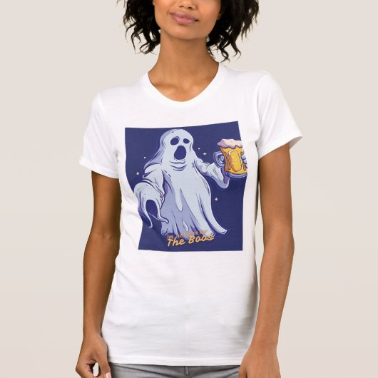 Haunted Happy Hour – Retro Ghost Beer Design T-shirt (Voorkant)