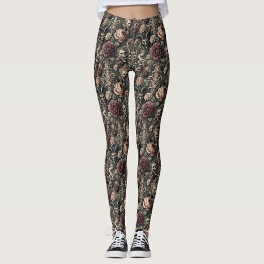Haunted Harmonics - Gotisch Victoriaans Delirium Leggings (Voorkant)