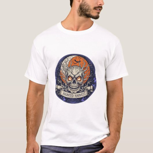 Haunted Harvest Halloween ontwerp T-shirt (Voorkant)