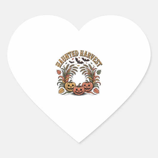 Haunted Harvest Retro Halloween Pumpkin Hart Sticker (Voorkant)