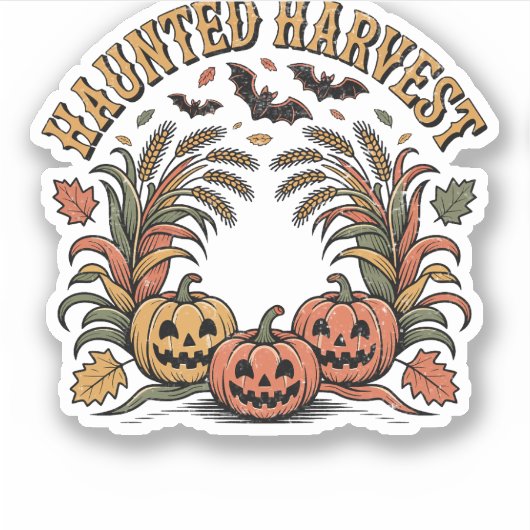 Haunted Harvest Retro Halloween Pumpkin Sticker (Voorkant)