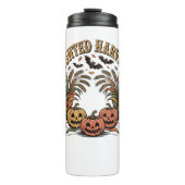 Haunted Harvest Retro Halloween Pumpkin Thermosbeker (Voorkant)