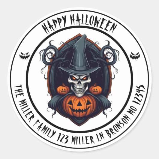 Haunted Hat & Hollow Grin Halloween Envelope Seal Ronde Sticker (Voorkant)