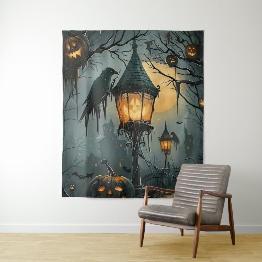 Haunted Hollow – Halloween Night Wandkleed (In situ)