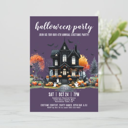 Haunted House Annual Halloween Party Kaart (Staand voorkant)