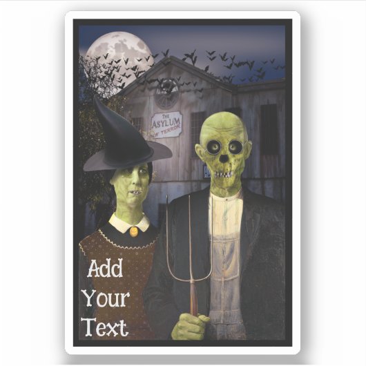 Haunted House Asylum Halloween Sticker (Voorkant)