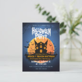 Haunted House Bats Graveyard Halloween Invitation Briefkaart (Staand voorkant)