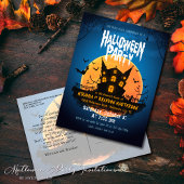 Haunted House Bats Graveyard Halloween Invitation Briefkaart