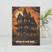 Haunted House bij Halloween Kaart (Staand voorkant)