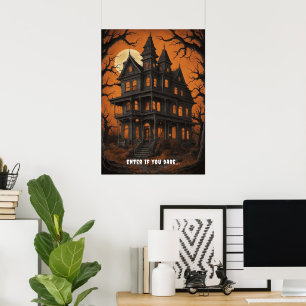 Haunted House bij Halloween Poster