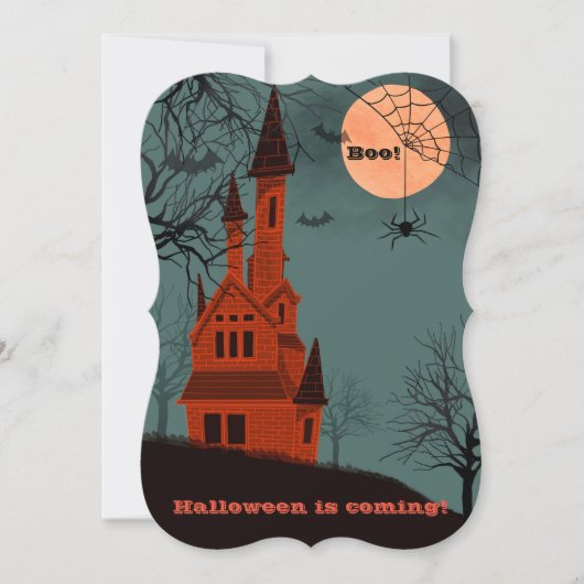 Haunted House Custom Text Spooky Fun Kaart (Voorkant)