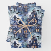 Haunted House Elegant Halloween Inpakpapier Vel (In situ)