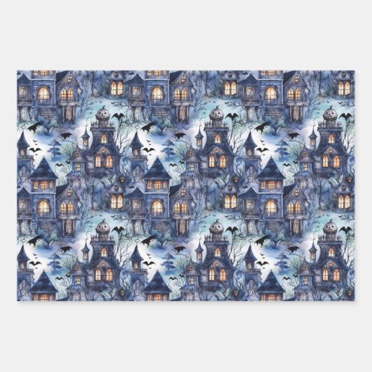 Haunted House Elegant Halloween Inpakpapier Vel (Voorkant)
