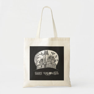 Haunted House en Bats Halloween Tote Bag