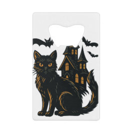 Haunted House en zwarte kat Kredietkaart Flessenopener