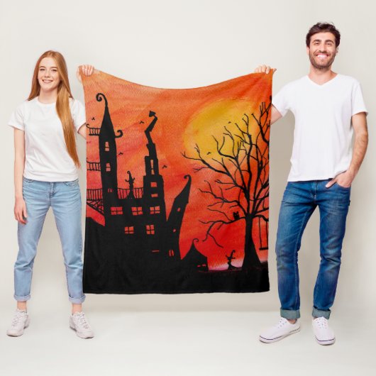 Haunted House Fleece Blanket (In situ)