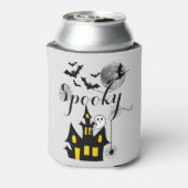 Haunted House Flying Witch Spooky Halloween Blikjeskoeler (Blikje Achterkant)
