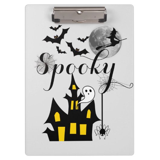 Haunted House Flying Witch Spooky Halloween Klembord (Voorkant)