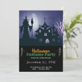 Haunted House Ghost Witch Stars Halloween Kaart (Staand voorkant)