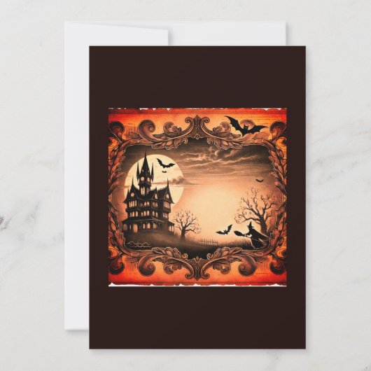 Haunted House Gothic Victoriaans Halloween Kaart (Achterkant)