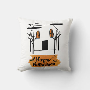 Haunted House Halloween Cute Doodle T-Shirt Kussen