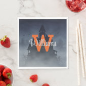 Haunted House Halloween Decor Custom Monogram Servet (Insitu)