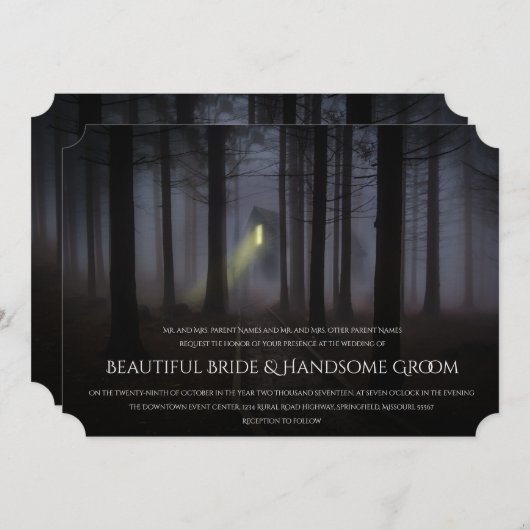 Haunted House Halloween Faire-part de mariage (Devant / Derrière)