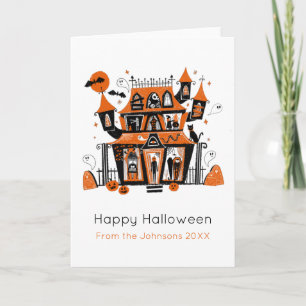 Haunted House Halloween geïllustreerd Kaart