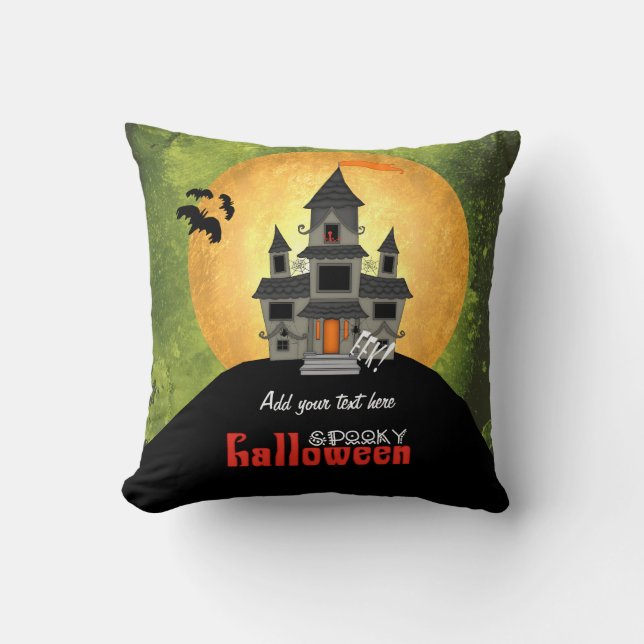 Haunted House Halloween Kussen (Voorkant)